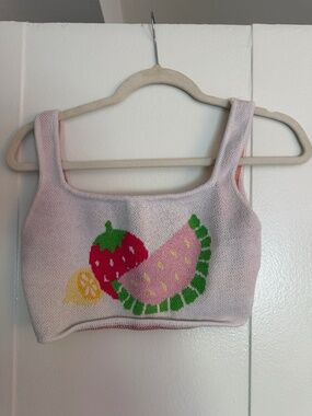 Peppermayo Fruit Print Knit Crop Top